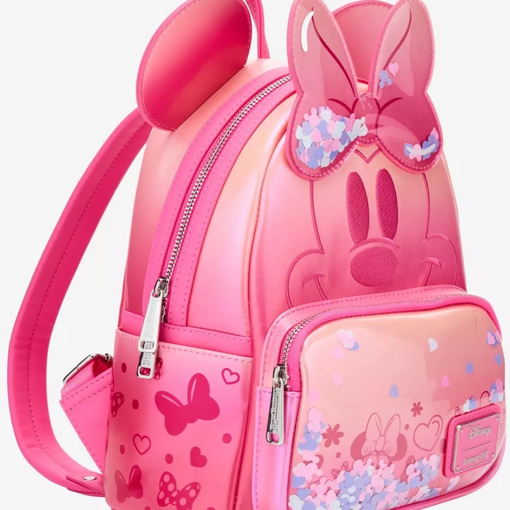 Loungegly Disney Minnie Mouse Pink Confetti mini Backpack Hard Tag New! - Picture 3 of 13